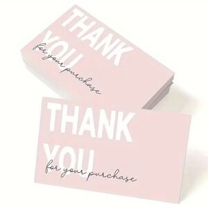 Thank You Cards, NEW, 50 cards, pink, white & black